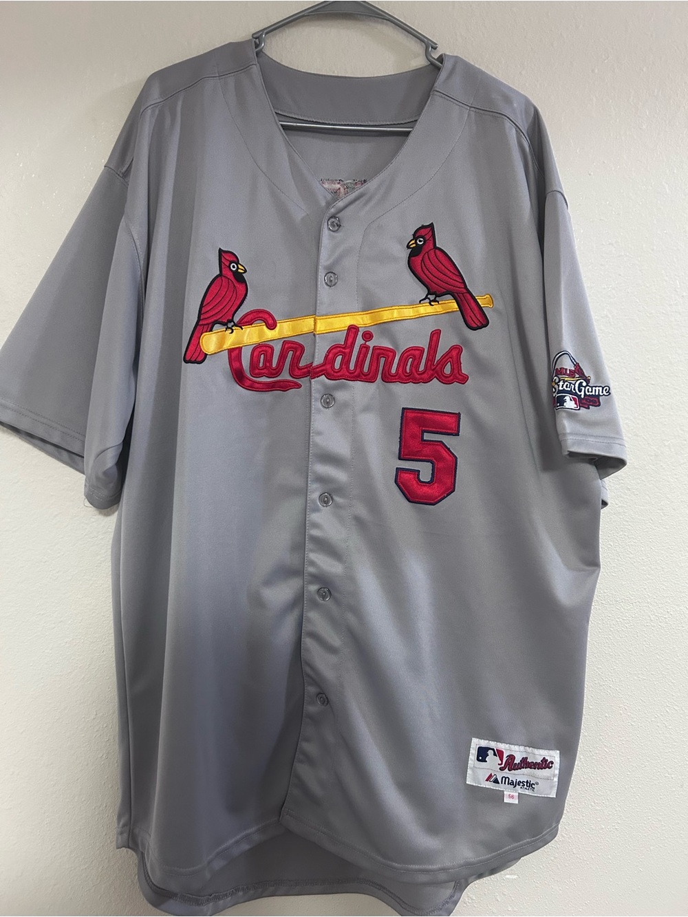 Majestic St. Louis Cardinals Gray Jersey with Red & Gold Accents - #5